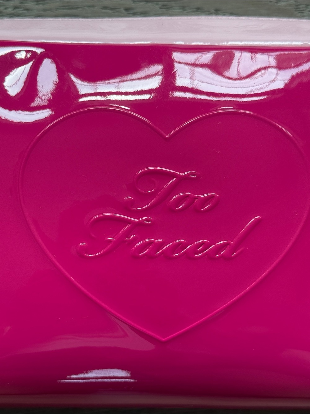 Too Faced Hot Pink Patent Full Zip Cosmetic Makeup Bag Pouch Case & Lip 👄 Sample